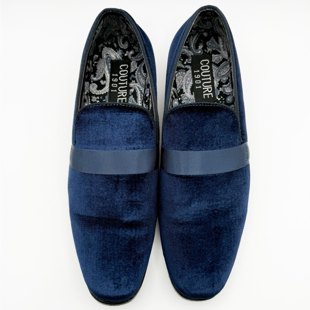 Men's Couture 1901 Navy Blue Velvet Loafers Size 11